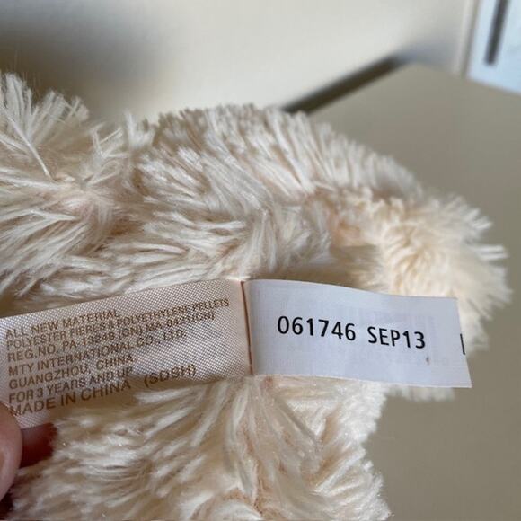 Dan Dee Cream‎ Plush Dog 9 Inch Stuffed Animal Soft Fur Bow Tie w/Red Hearts - Picture 7 of 9